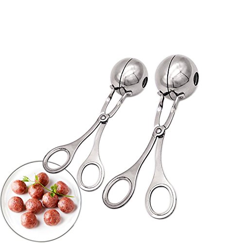 2 Pcs None-Stick Meat Ballers, Stainless Steel Meat Baller Tongs, Cake Pop Meatball Maker Ice Tongs, Cookie Dough Scoop For Kitchen. (1.38" And 1.78") #TOP1
