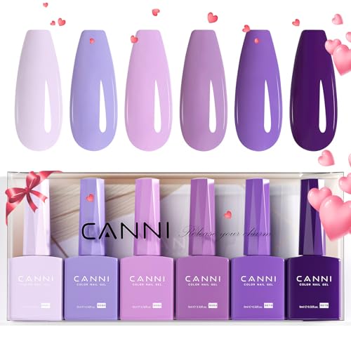 CANNI Vernis à Ongles Gel Semi Permanent 6 Couleur Vernis à Ongles Gel UV Gel Nail Polish violet clair bleu light purple blue Semi-permanent Valentinstag...
