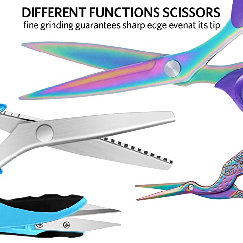 Asdirne Sewing Bundle, Sharp Stainless Steel Blade, Comfortable Handle, Include Fabric Scissors, Pinking Scissors, Embroidery Scissors, Thread Snips And Measuring Tape, 5 Pcs, Great Sewing Partners #TOP1