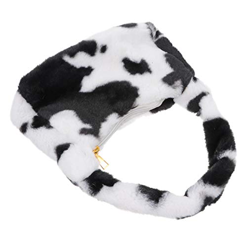 KESYOO Bolsa de Pelúcia de Inverno Moda Leopardo Bolsa de Ombro Com Padrão Listrado Macio Poliéster