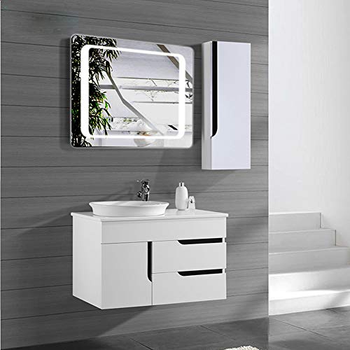 Warmiehomy LED Bathroom Mirror with Lights Sensor Switch Illuminated Bathroom Mirror with Demister Pad for Makeup Cosmetic