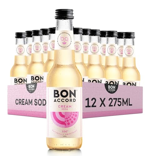 Cream Soda 275ml Pack of 12 From Bon Accord – Plant Based Cream Soda Fizzy Soft Drink with Natural Flavours and No Artificial Sweeteners
