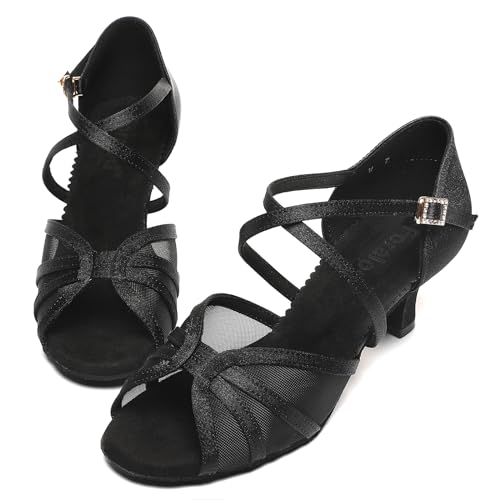 Mesh Women's Latin Dance Shoes, Salsa & Ballroom, Satin Prom Shoes with Low Heels4