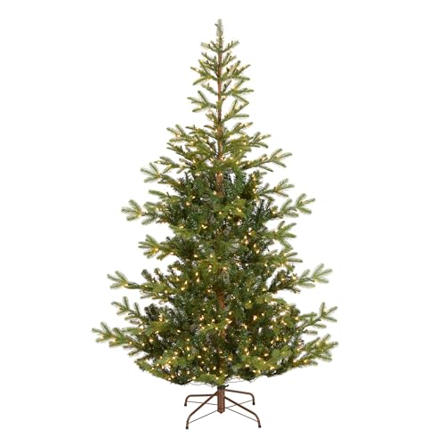 National Tree Company 6.5 ft Pre-Lit Norwegian Spruce Artificial Christmas Tree, 650 Clear Lights, 956 Feel Real Tips, Includes Stand, Green