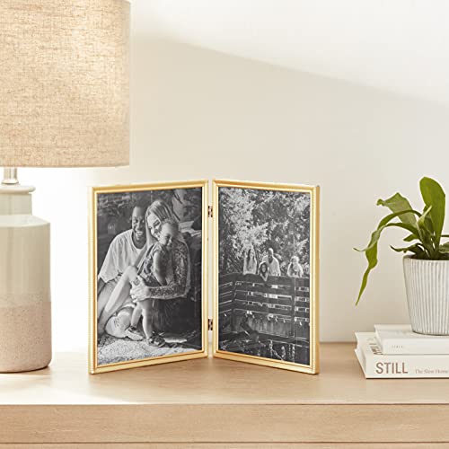 Lawrence Frames Doppel-Bilderrahmen, 20,3 x 25,4 cm, Antik-Messing, Goldfarben satiniert – Ansicht 5