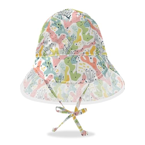 Toddler Baby Sun Hats Baby Boys' Beach Play Hats Baby Girls' UPF 50+ Protection Adjustable Beach Essentials Coral Seagrass Light Color