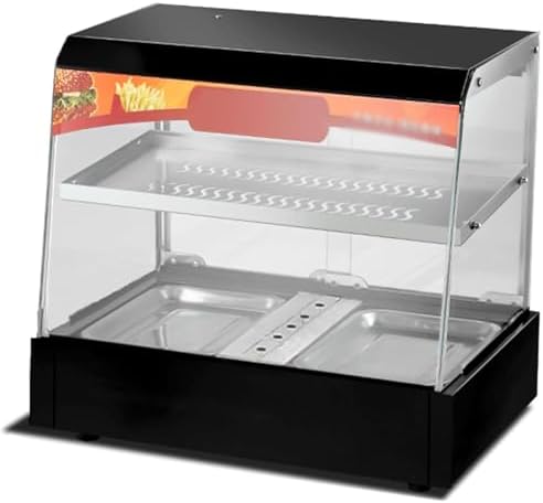 2-Tier Commercial Food Warmer Cabinet with Built-in Lighting, Hot Display for Keeping Chicken Wings & Burgers Warm - Ideal for Buffet Restaurants & Catering Events