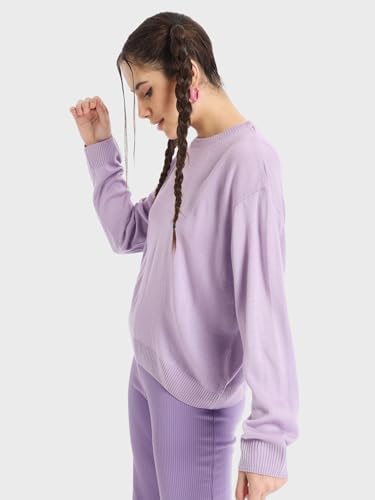 Image of Bewakoof Women's Solid Regular Fit Full Sleeve Round Neck Acrylic Sweater