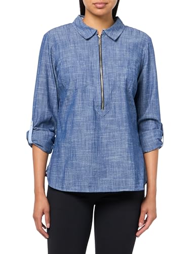 Tommy Hilfiger Women's Sportswear Chambray Zip Popover Shirt, Chambray Blue, Medium