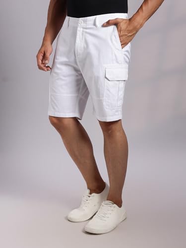 Image of Thomas Scott Men's | Regular Fit | 100% Cotton | Solid | Breathable Lightweight | 6-Pocket Cargo Shorts | Cricket Club Collection