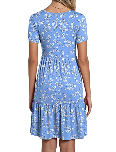 Image of TAOHUADAO 2026 Summer Dresses for Women Short Sleeve Ruffle Casual Sundress with Pockets