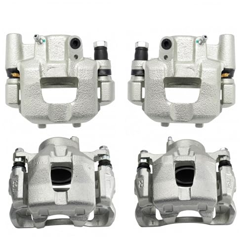 Image of TRQ Front and Rear Brake Caliper Set Zinc Coated Brackets Compatible with 2005-2010 Scion tC