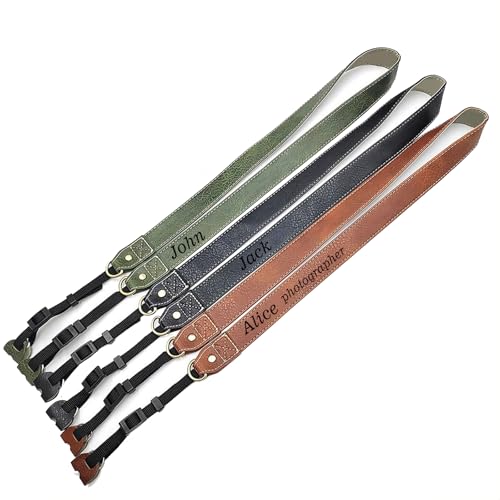 Andisijq Correa de cuero personalizada para cámara, correas de