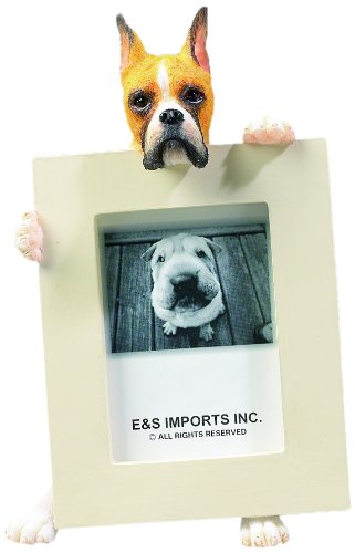 Boxer Picture Frame Holds Your Favorite 2.5 by 3.5 Inch Photo, Hand Painted Realistic Looking Boxer Stands 6 Inches Tall Holding Beautifully Crafted Frame, Unique and Special Boxer Gifts for Boxer Owners
