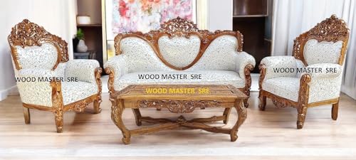 Image of Luxury Wooden Teakwwood Five Seater Sofa Set for Living Room (Honey Brown) Solid Wood Outdoor Chair 5 Seater Sofa | (6)
