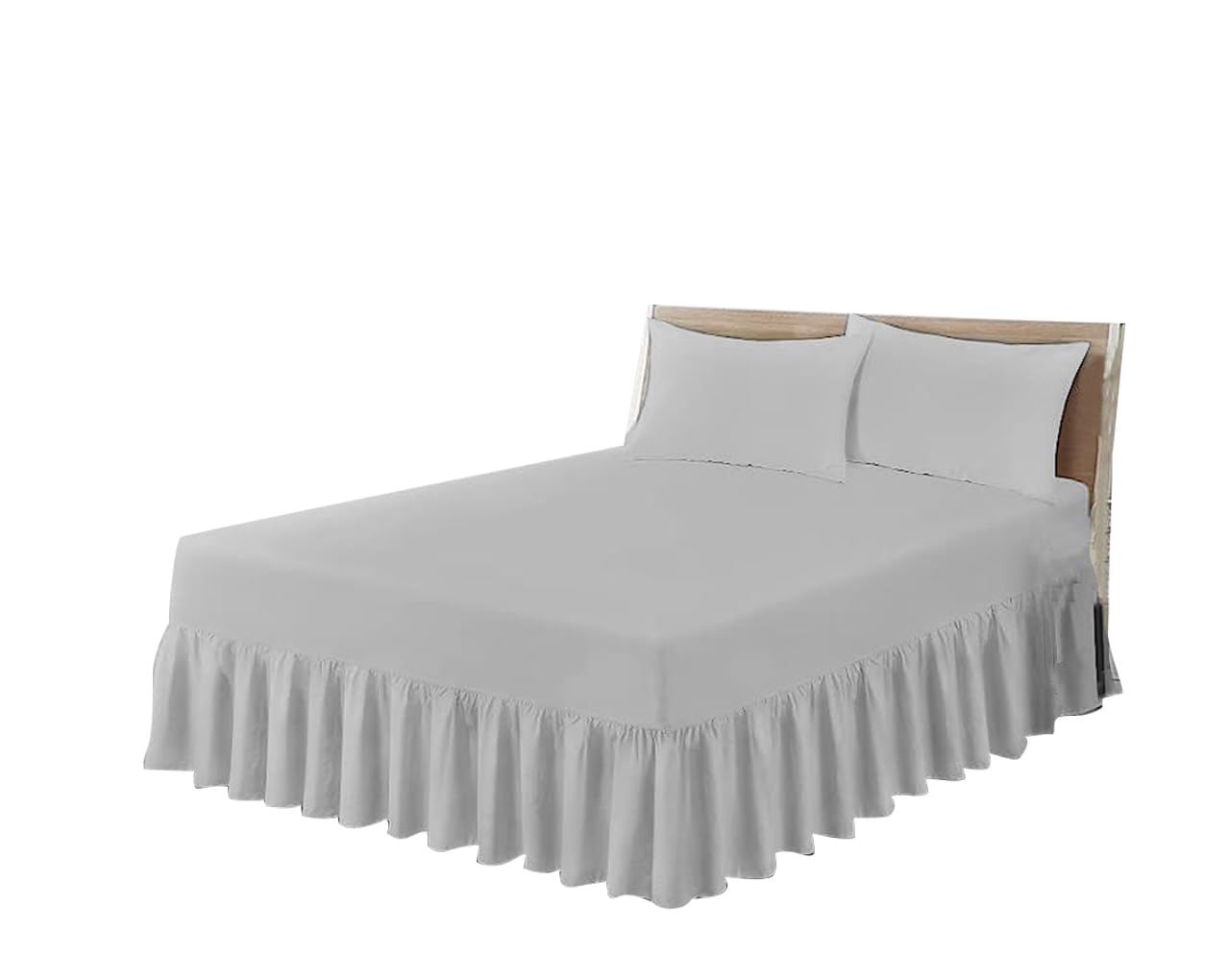 HOME ACE Silver Easy Iron King Size Bed Valance, Poly Cotton King Size Bed Sheet