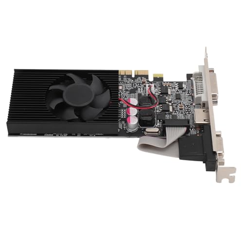 Dioche Tarjetas Gráficas de Computadora Tarjeta Gráfica de bajo Perfil 1GB DDR3 64BIT Tarjeta Gráfica para Juegos Compatible con Interfaz Multimedia HD Interfaz DVI VGA Tarjeta de