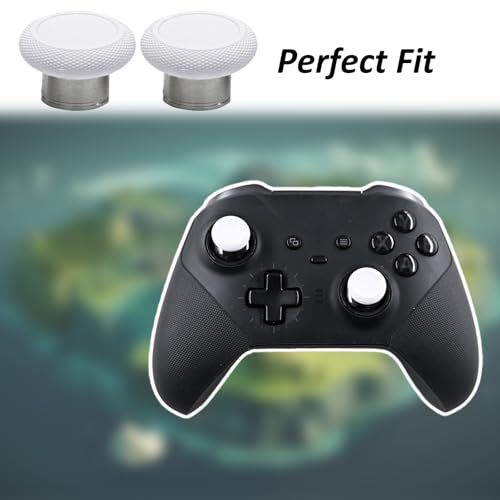 Image of 2 Pcs Metal Short Thumbsticks Replacement for Xbox Elite Series 2 Controllers,Short Concave Magnetic Analog Joysticks for Xbox Elite Series 2 Core Standard Height Thumbsticks(White)