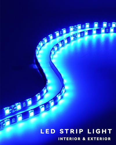 Image of Keiurot Car Led Strip Lights 24 inch Connectable Blue Led Light Strip for Cars Boat Marine Golf Cart Trucks Waterproof 12V Led Light Strip, 4Pack