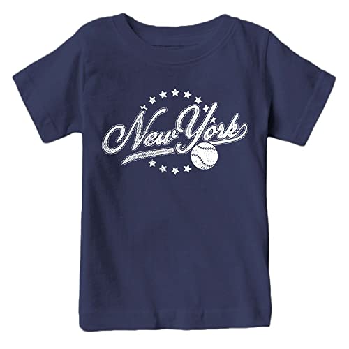 New York Baseball Vintage Kid's Fan T-Shirt (Navy Shirt, YS)