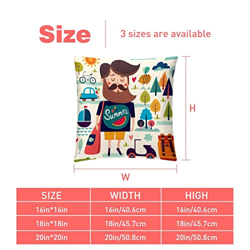 Tbouobt Pack Of 2 Velvet Pillow Covers, Square Pillowcase Cushion Case For Couch Bed, Cartoon Summer Travel #TOP4