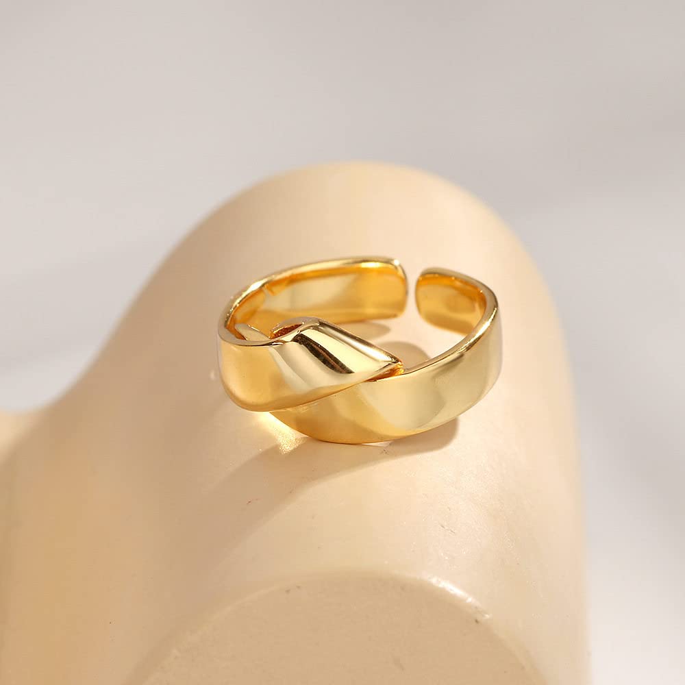 HGJH Ringe Silber, 925 Sterling Silber Golden Geknoteter Ring Glänzende Unregelmäßigkeit Verstellbare Ringe Natürlicher Edelstein Energie Charm Hochzeitsschmuck Geschenke Für Männer Damen
