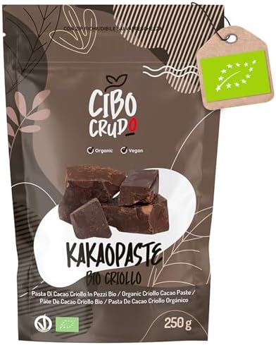 Kakaomasse Bio Roh - 250g. Criollo Kakao Bio zur Herstellung von Rohkakaomasse 100% Natürlich und Rein. Kakaopaste von Peru. Enthält Antioxidantien und Mineralien für Süßigkeiten K