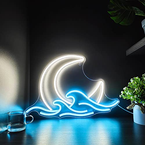 Sunrise Sunset Neon Sign Moon Over Sea Neon Light Twilight Moon Wave Led Neon Wall Signs For Room Decor Anime Neon Light Acrylic Moon Sign (Moonrise) #TOP4