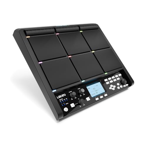 LEKATO Electric Drum Pad with 9 Velocity-Sensitive Percussion Sample Pad, 1,000+ Sounds, 32GB Internal Memory, Bluetooth, Drum Set Pad Multipad with MIDI, 24 FX, 4 Trigger Inputs