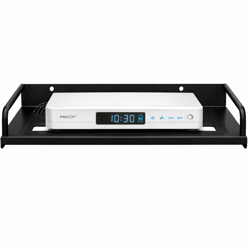 NextZen Wall Mount Metal Set Top Box Stand with Side Rod – Space-Saving Iron Wall Shelf for Set-Top Box, Wi-Fi Router, DVD, Modem & Remote – Black, Pack of 1-image-6