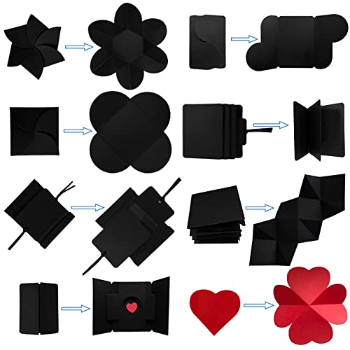 Explosion Box Gifts,Love Memory Photo Box with 4 Faces,Creative Album Surprise Album Sticker Box for Wedding Anniversary,Birthday,Valentine\'s Day,Marriage Proposals(Black)