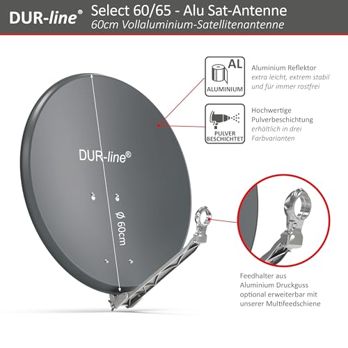 DUR-line 1 Teilnehmer Set - Qualitäts-Alu-Satelliten-Komplettanlage - Select 60cm/65cm...