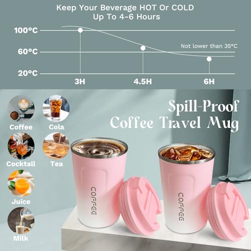 Image of Insulated Travel Coffee Mug, Stainless Steel Coffee Cup with Leakproof Lid