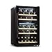 Klarstein Barossa - Refrigerador para vinos, 2 zonas, Temperatura regulable 5-18 °C, Estantes de madera rebatibles, Pantalla LCD, Iluminación interior LED, Puerta de vidrio, 41 botellas, Negro