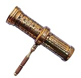 Antique Hand Carved Brass Twist Kaleidoscope for Adult and Kids || Vintage Look Kaleidoscope - Antique Finish with Brass Handle- by Art Gift Decor, 5.5 Inches x 1.7 Inches