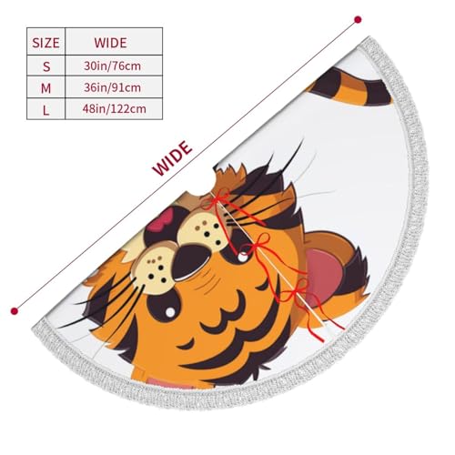 Tapis de sapin de Noël 121cm design tigre à pompons pour décoration chic