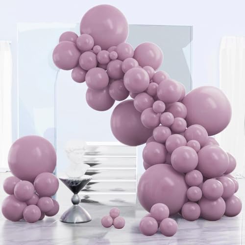 Image of PartyWoo Dusty Purple Balloons 140pcs Different Sizes Pack of 18 12 10 5 Inch Lavender Boho Neutral Balloon Arch Kit for Baby Shower Graduation Butterfly Fairy Birthday Party Decorations Purple-F29