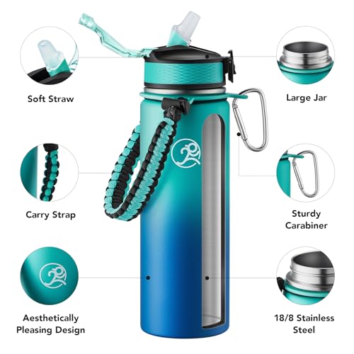 Image of GOSWAG 24oz Insulated Stainless Steel Travel Water Bottle, 2 Lids