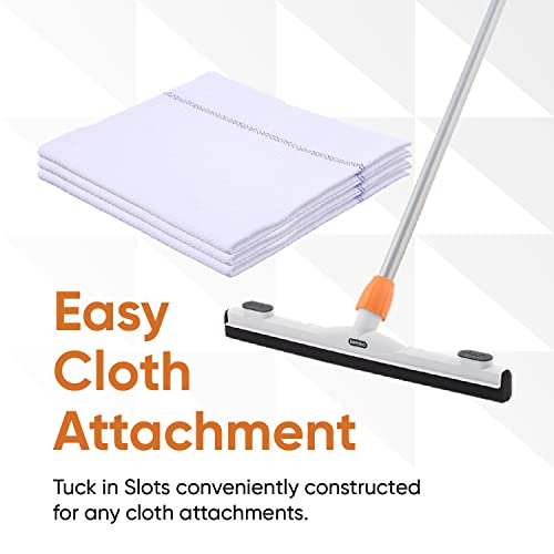 Image of Floor Squeegee Mop and Cloth for Tile, Concrete, Laminate, Garage, Bathroom 48 inch Long Handle 18 inch Window Foam Squeegee with 3 Cloths - Superio
