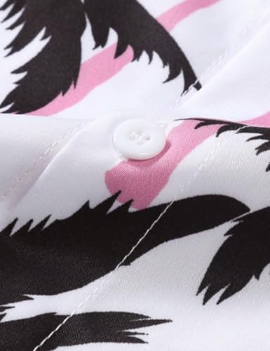 Image of Yimoon Men's Summer 2 Piece Outfits Tropical Print Short Sleeve Button Down Hawaiian Beach Shirt and Shorts Set