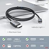 uni USB C to HDMI Cable, [4K, High-Speed] USB Type-C to HDMI for Home Office, [Thunderbolt 3/4 Compatible] for iPhone 17/16/15, MacBook Pro/Air, iPad Pro/Air, iMac, S23, XPS 17 etc.-1.8m - Image 2