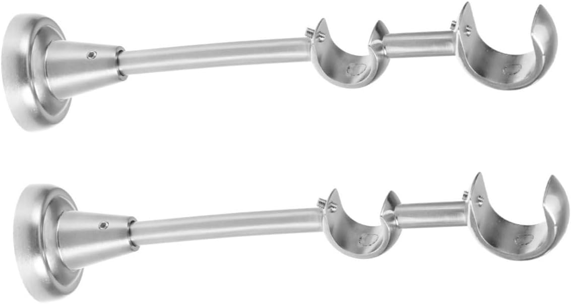 2pcs Double Curtain Rod Brackets Vintage Style Drapery Pole Holders for Rods Easy to Install Curtain Mounting Holders for Bedroom and Living