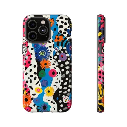 Coque iPhone 14 Pro Max motif floral abstrait zèbre coloré haut de gamme brillante
