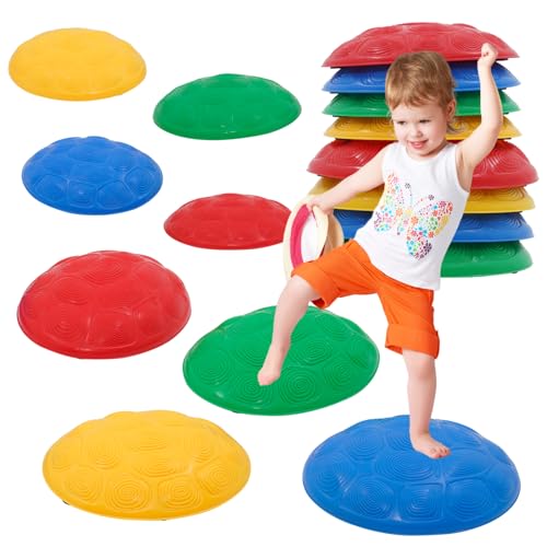 Forroby 8PCS Sensory Balance Stones for Toddler,Outdoor Play Equipment for Children Garden,Balance Toys Kit,Indoor Obstacle Course Games for Exercise,Christmas Gifts for Boys and Girls
