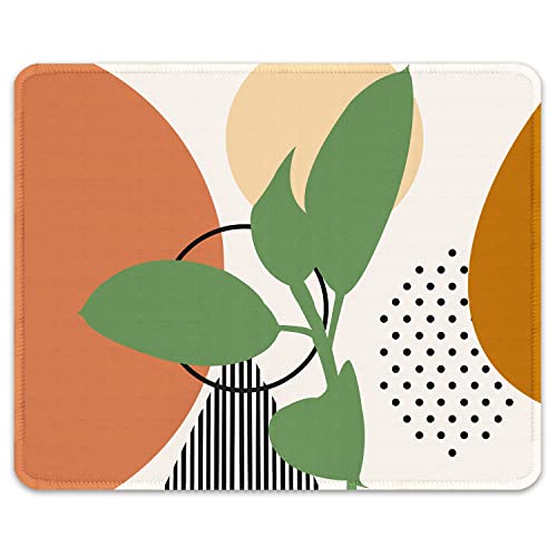 Auhoahsil Mouse Pad, Square Boho Anti-Slip Rubber Mousepad With Durable Stitched Edges For Gaming Work Office Laptop Computer Women Men Kids, Cute Custom Pattern, 12" X 9", Modern Abstract Art Leaves #TOP9
