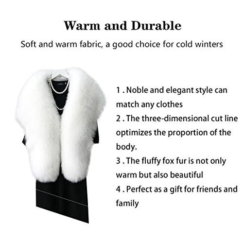 Daisha Unisex Winter Long Scarf Neck Warmer Shawl,Cold Weather Thick Warm Fox Fur Scarves,Noble Christmas New Year Gift., White, 175*30 Cm #TOP4