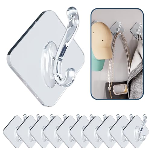 Galetcy Coat Hooks Wall Mounted - 10 Pack 15lb(Max Large Heavy Duty Wall Hook for Single Hanging Coats Towel Cubicle Classroom Kitchen Bath Backpack Hat Hook