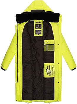 MARIKOO dames winterjas, gewatteerd, winterjas, lang, warm, met capuchon, B989, zwart, XS