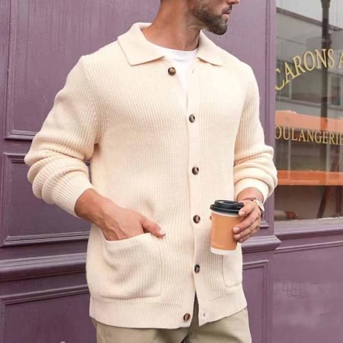 Men's Sweater Autumn and Winter Knitted Lapel Cardigan Casual Loose Lazy All-Match Sweater2
