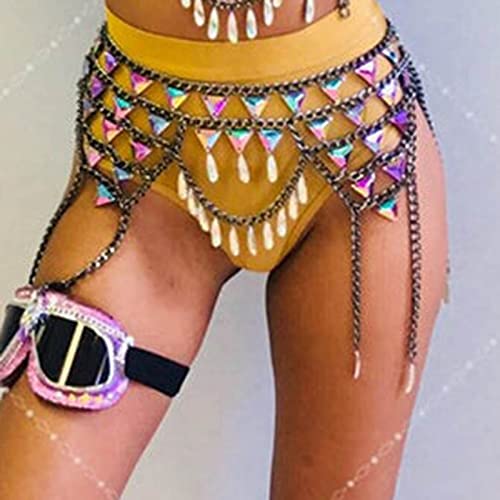 Cadena de cintura de plata con diseño de triángulo multicolor de KnSam 5